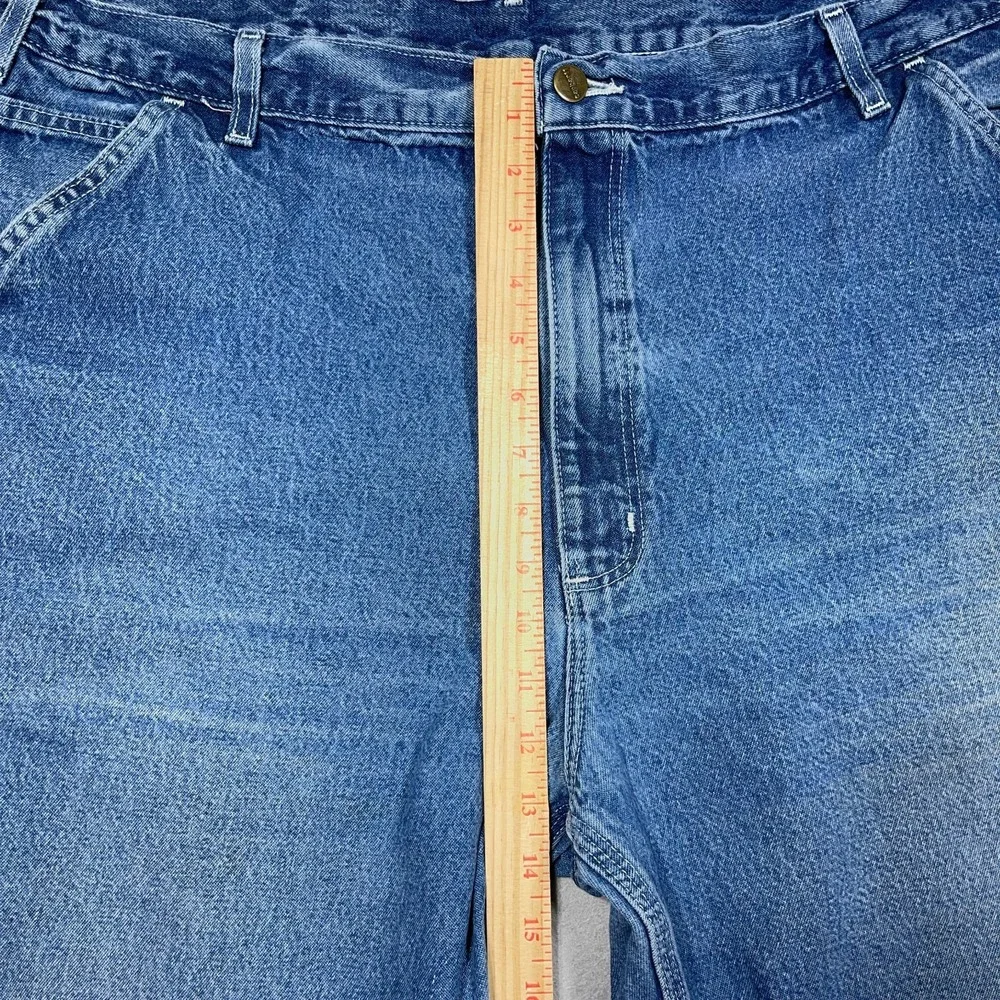 Carhartt Dungaree Jeans Men 42x34 Original Fit Blue Denim Carpenter Workwear